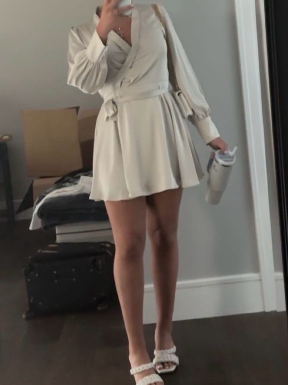 Silky Beige Blouse dress
